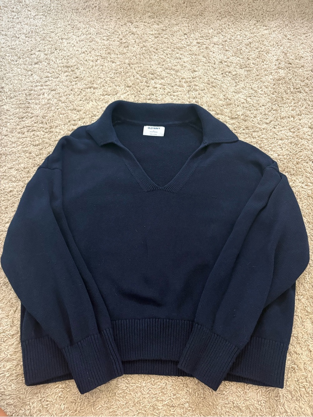 Old Navy Women's Navy V-Neck Collared Sweater